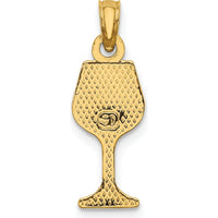 14K Yellow Gold Wine Glass Charm with Polished Finish - 14.9mm Length by Oro Pregiato