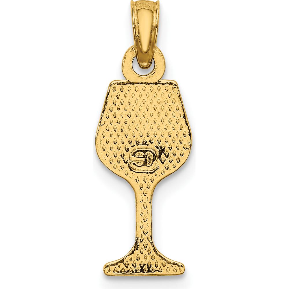 14K Yellow Gold Wine Glass Charm with Polished Finish - 14.9mm Length by Oro Pregiato