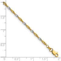 14K Yellow Gold with Rhodium 1.9mm Singapore Chain Bracelet - Polished Finish by Oro Pregiato