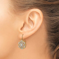 14K Yellow Gold with Rhodium Filigree Medallion Dangle Earrings with French Wire Hooks by 0
