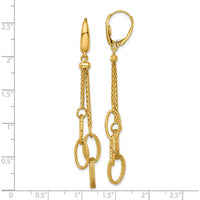 14K Yellow Gold Woven Chain and Textured Oval Link Dangle Leverback Earrings by 0