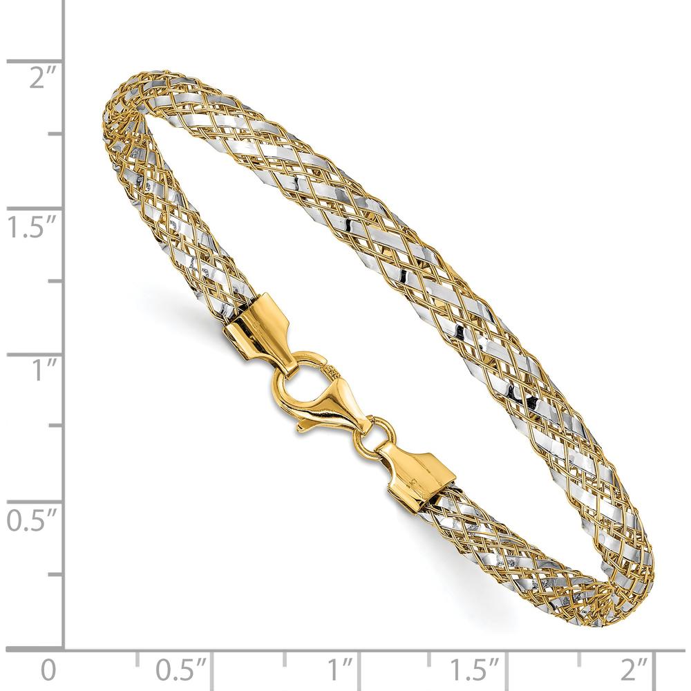 14K Yellow Gold Woven Mesh Bracelet 7.5" - Polished Finish by 0