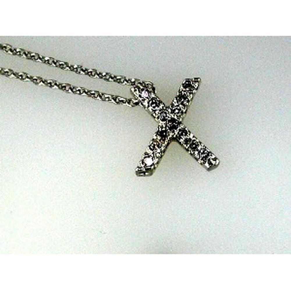 14K Yellow Gold X Initial Pendant with Pave Set Round Diamonds - 0.11 Carat Total Diamond Weight - Royal Jewelry