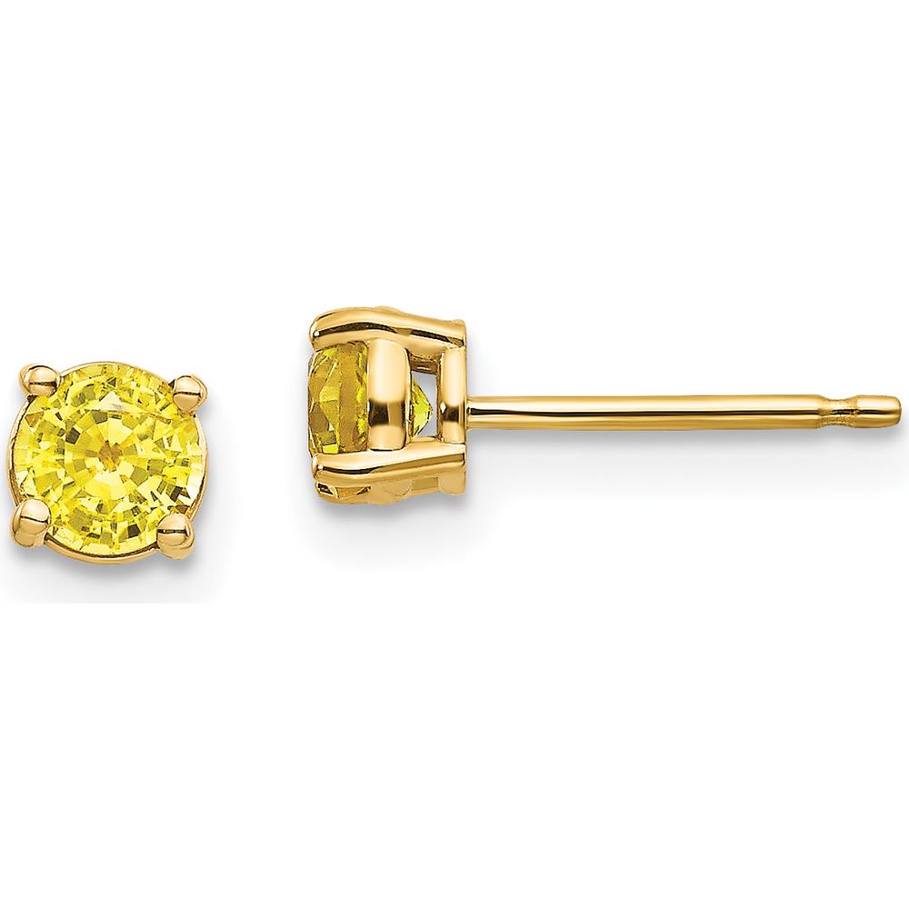 14K Yellow Gold Yellow Sapphire Stud Earrings - 0.370 Carat Total Sapphire Weight by Monteluci Fine Jewelry