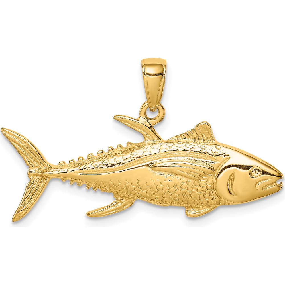 14K Yellow Gold Yellowfin Tuna Fish Pendant - Nautical Themed Ocean-Inspired Charm by Oro Pregiato