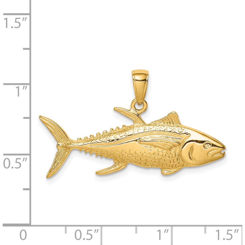 14K Yellow Gold Yellowfin Tuna Fish Pendant - Nautical Themed Ocean-Inspired Charm by Oro Pregiato