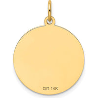 14K Yellow Gold Yorkshire Terrier Engravable 20mm Disc Charm Pendant by Oro Pregiato