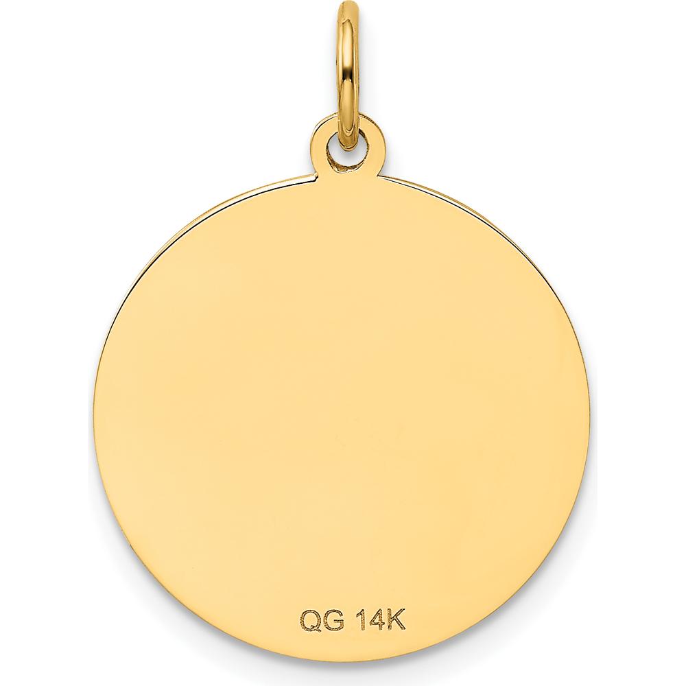 14K Yellow Gold Yorkshire Terrier Engravable 20mm Disc Charm Pendant by Oro Pregiato