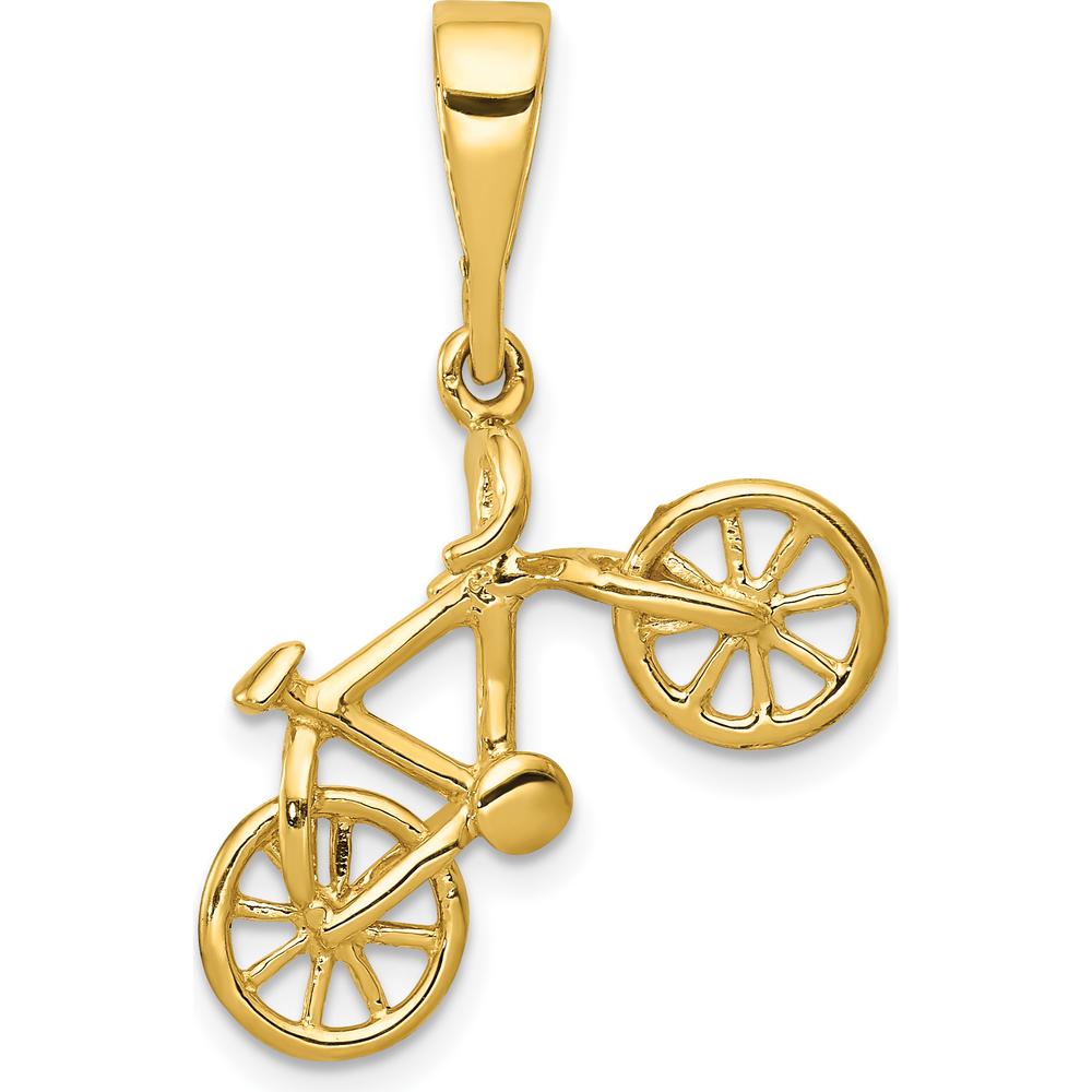 14Kt Yellow Gold Polished 3D Bicycle Pendant - A Stylish Symbol of Motion and Adventure by Oro Pregiato