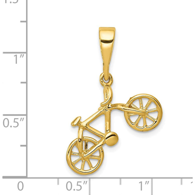 14Kt Yellow Gold Polished 3D Bicycle Pendant - A Stylish Symbol of Motion and Adventure by Oro Pregiato