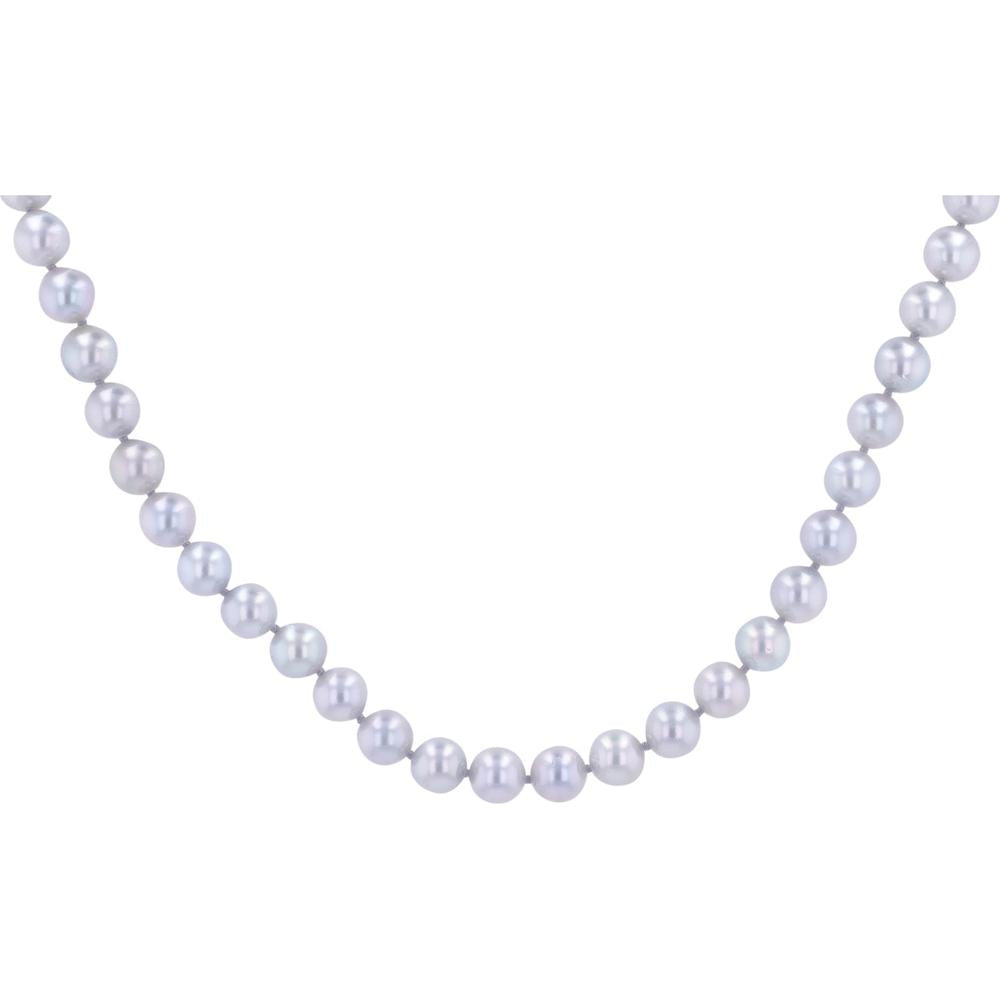 18-Inch Silver Akoya Pearl Strand Necklace with 7.1-7.4 mm Lustrous Pearls