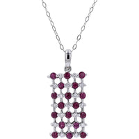 18" Platinum Diamond & Ruby Reversible Pendant - 1.10 Carat Ruby, 1.30 Carat Diamonds