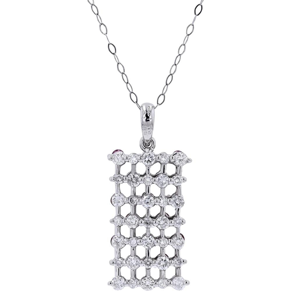 18" Platinum Diamond & Ruby Reversible Pendant - 1.10 Carat Ruby, 1.30 Carat Diamonds
