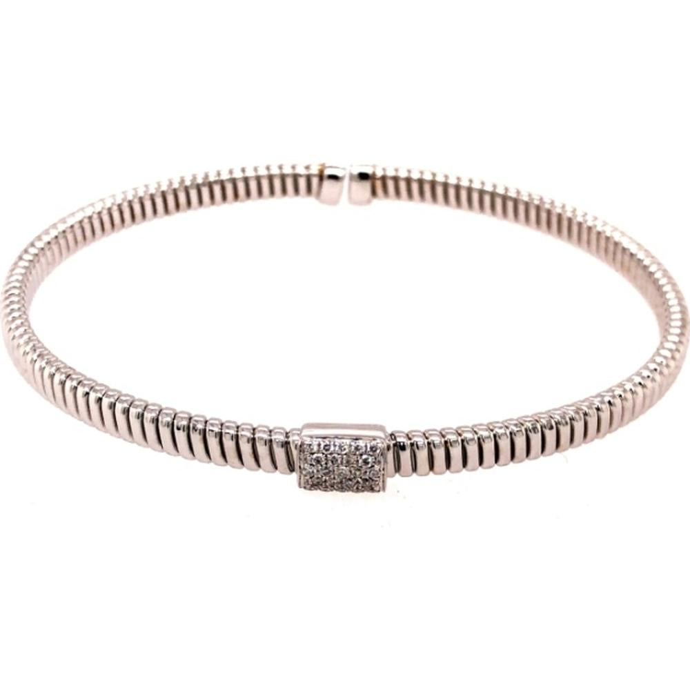 18K Gold Diamond Pavé Station Bangle Bracelet by Afarin