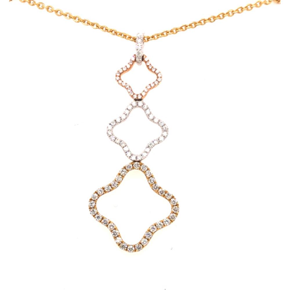 18K Gold Diamond Triple Motif Drop Pendant Necklace by Afarin