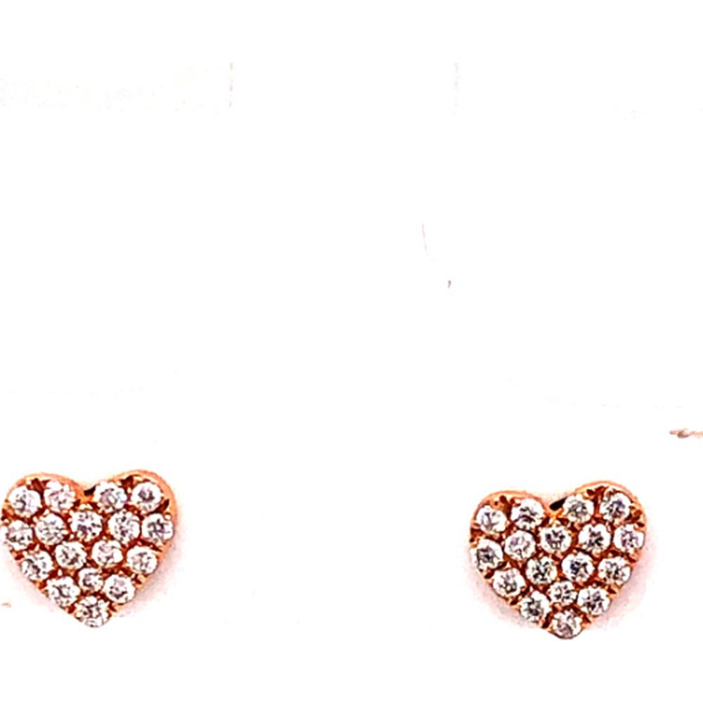 18K Gold Heart-Shaped Pavé Diamond Stud Earrings by Afarin