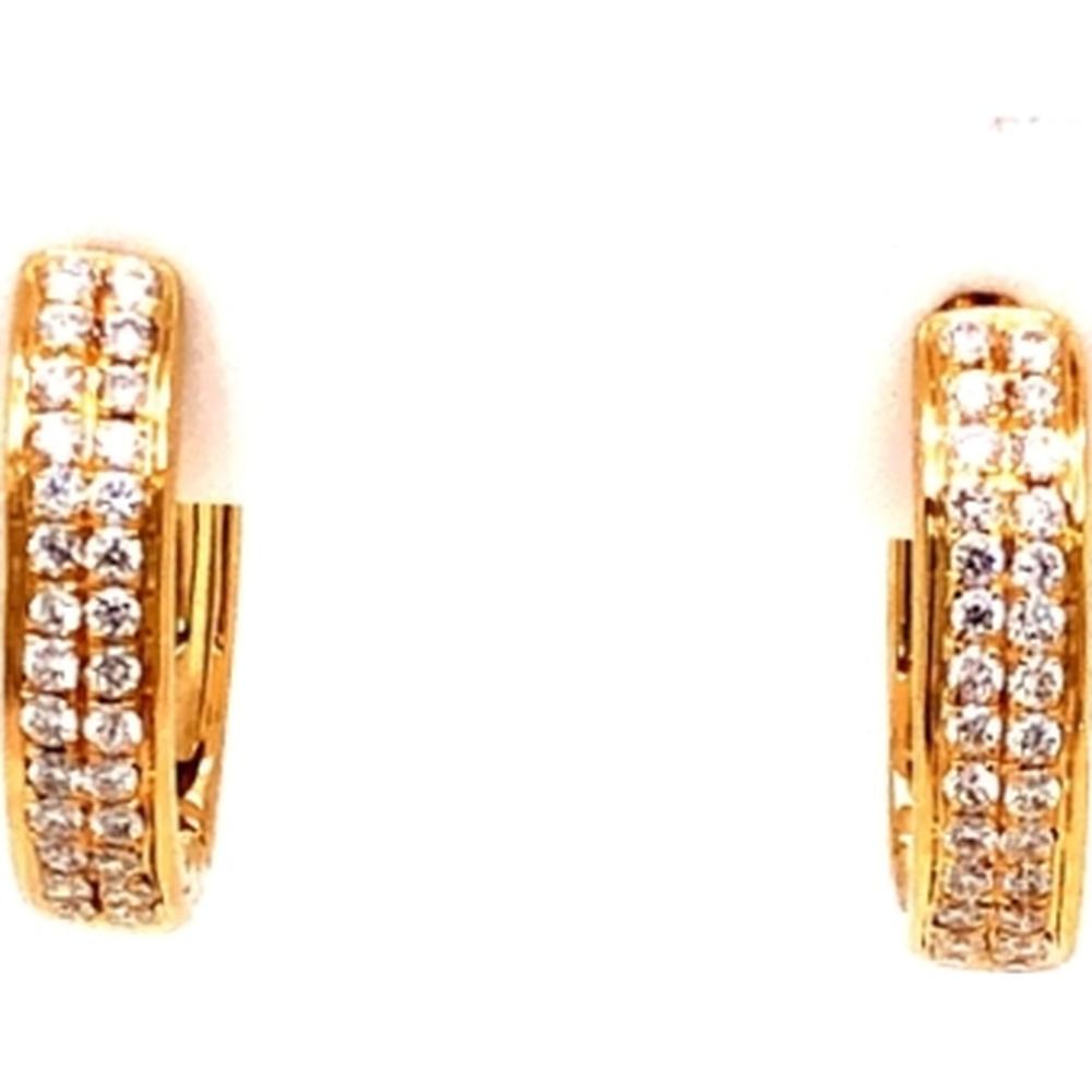 18K Gold Huggie-Style Diamond Earrings with Multi-Row Round Diamonds by Afarin