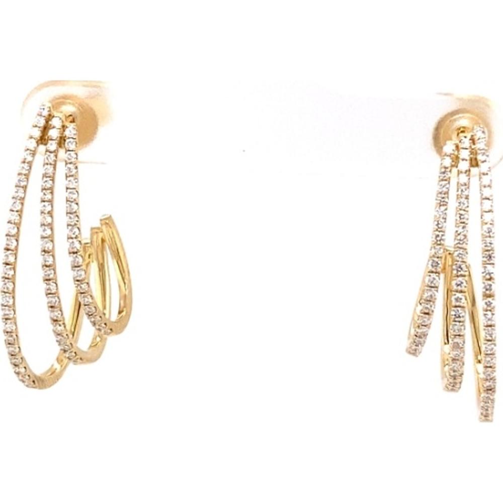 18K Gold Multi-Row Front-Facing Diamond Drop Hoop Earrings by Afarin