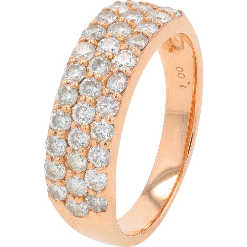 18K Rose Gold 1 Carat Diamond Band - Prong Set Round Diamonds