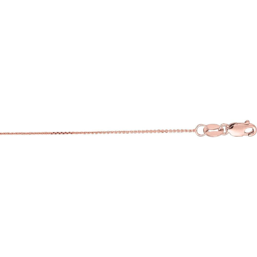 18K Rose Gold 18" Diamond-Cut Cable Chain Necklace with Lobster Clasp by Orozza Fine Jewelry