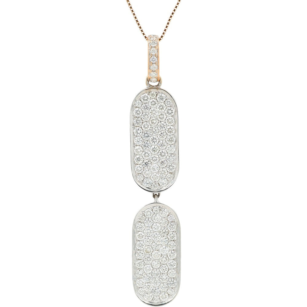 18K Rose Gold 18-Inch Diamond Drop Pendant with Pave-Set Round Diamonds - 2.06 Carat Total Diamond Weight