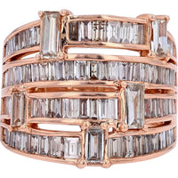 18K Rose Gold 3 Carat Total Weight Diamond Ring with Baguette Cut Diamonds - 3.00 Carat Total Diamond Weight