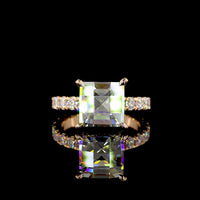 18K Rose Gold Antique Asscher Cut Hidden Halo Ring with Lab-Grown D VVS2 Diamond - 5.56 Carats Total Diamond Weight - Covaloro Fine Jewelry