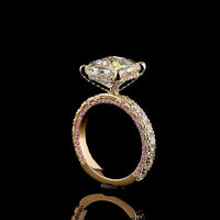 18K Rose Gold Antique Asscher Cut Hidden Halo Ring with Lab-Grown D VVS2 Diamond - 5.56 Carats Total Diamond Weight - Covaloro Fine Jewelry