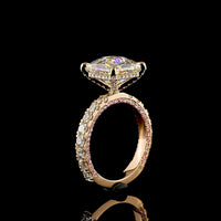 18K Rose Gold Antique Asscher Cut Hidden Halo Ring with Lab-Grown D VVS2 Diamond - 5.56 Carats Total Diamond Weight - Covaloro Fine Jewelry