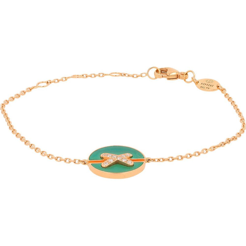 18K Rose Gold Bracelet with Malachite and Diamond Accents - Chaumet Jeux De Liens Harmony