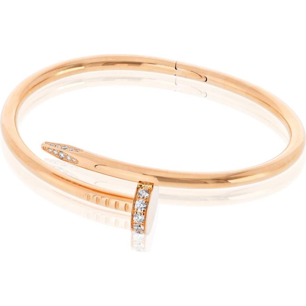 18K Rose Gold Cartier Juste Un Clou Bracelet with 16 Diamonds - 0.16 Carats Total Diamond Weight