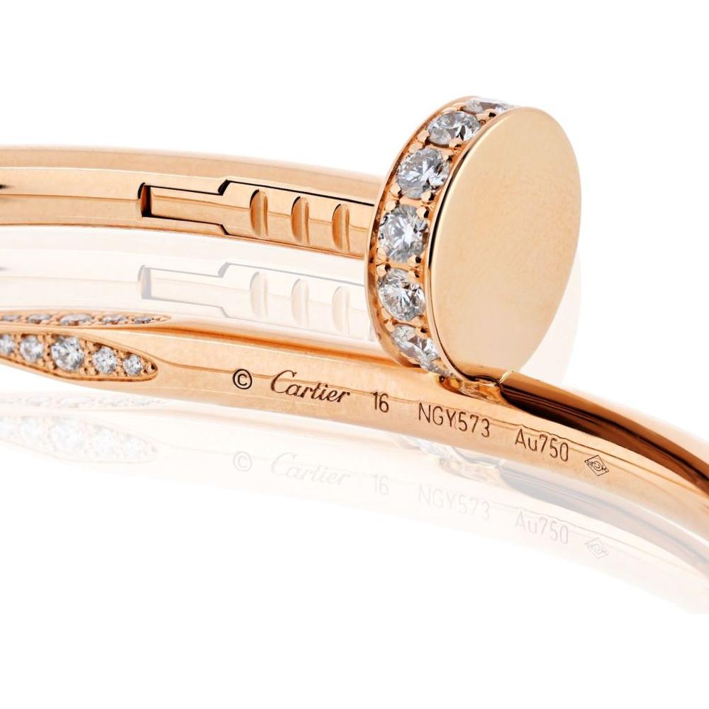 18K Rose Gold Cartier Juste Un Clou Bracelet with 16 Diamonds - 0.16 Carats Total Diamond Weight