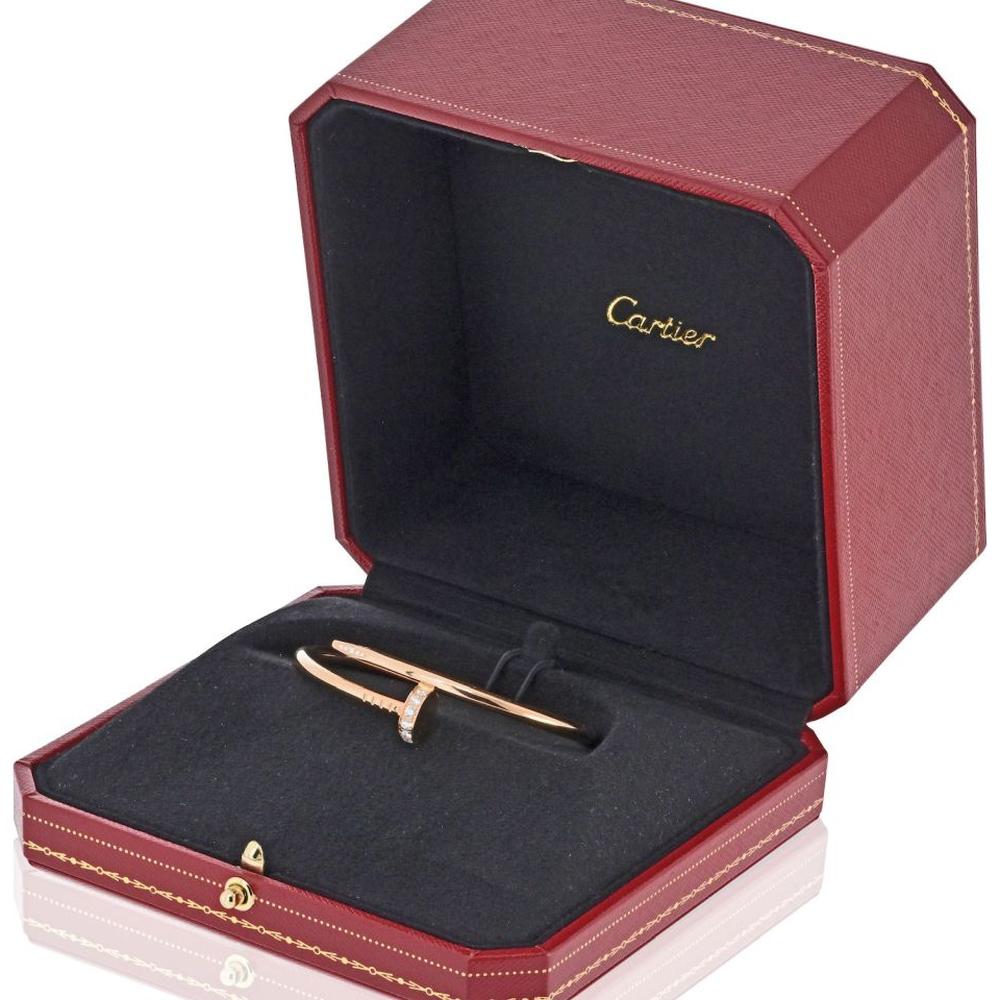 18K Rose Gold Cartier Juste Un Clou Bracelet with 16 Diamonds - 0.16 Carats Total Diamond Weight