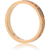 18K Rose Gold Cartier Love Band Ring with Pave Diamond Accents - 0.30 Carats Total Diamond Weight