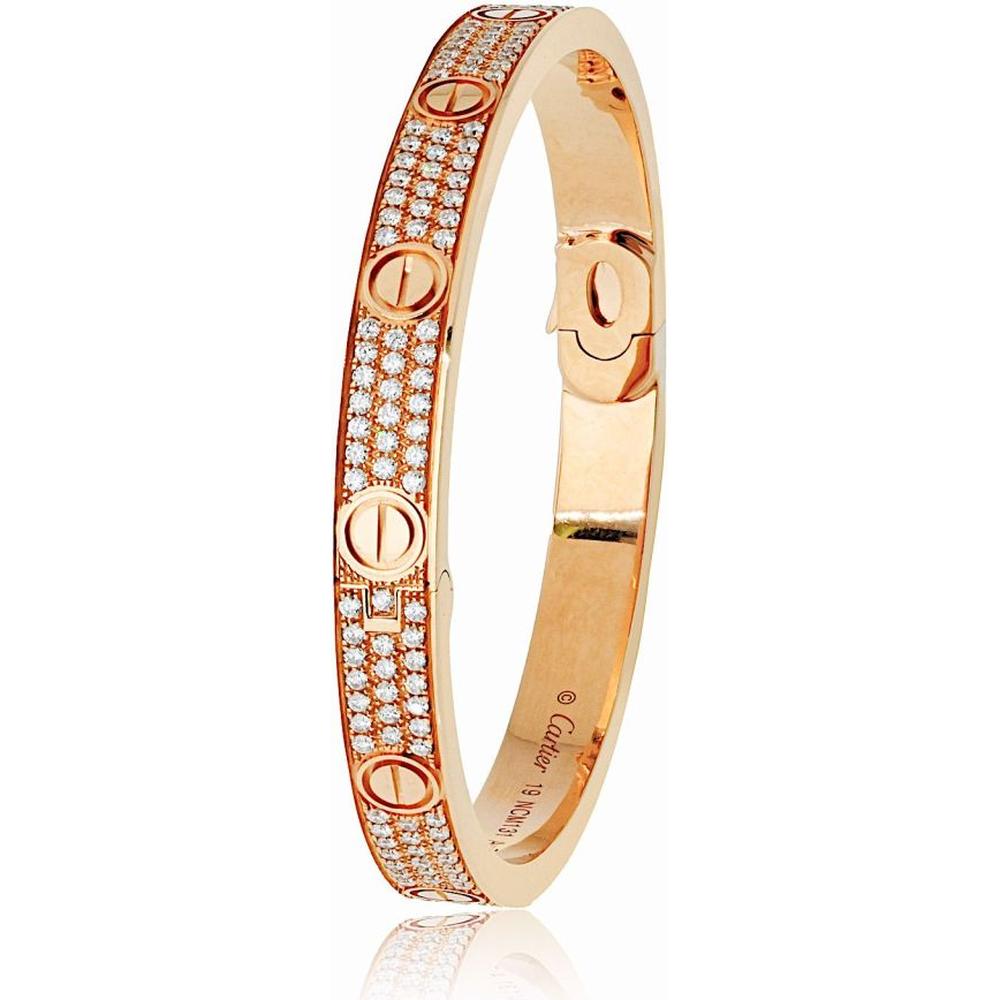 Pave Cartier Love Bangle Rose Gold Cartier Love Bracelet Luxury
