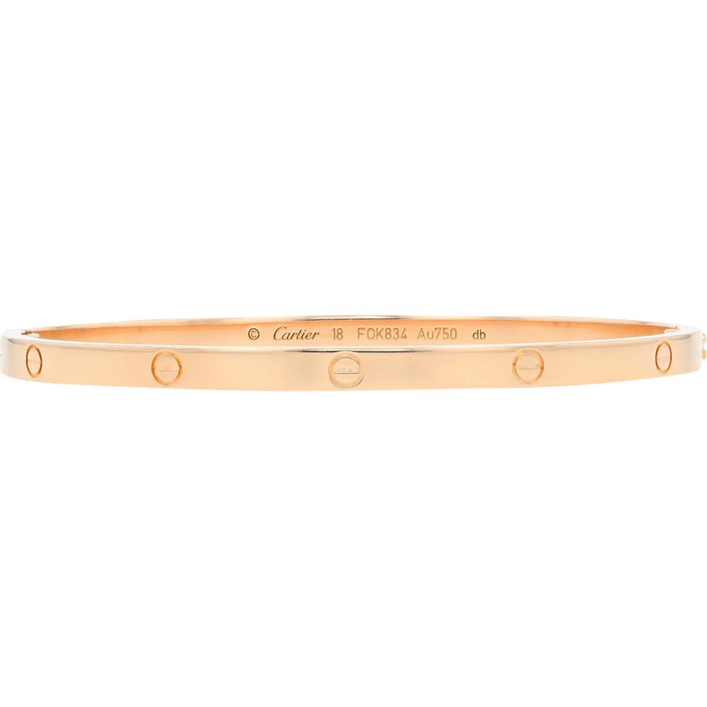 18K Rose Gold Cartier Small Model Love Bangle - Size 19 with Screwdriver