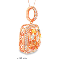 18K Rose Gold Cluster Pendant with Prong Set Fancy Yellow and White Diamonds - 4.30 Carat Total Yellow Diamond Weight and 1.54 Carat Total White Diamond Weight by Auriventus