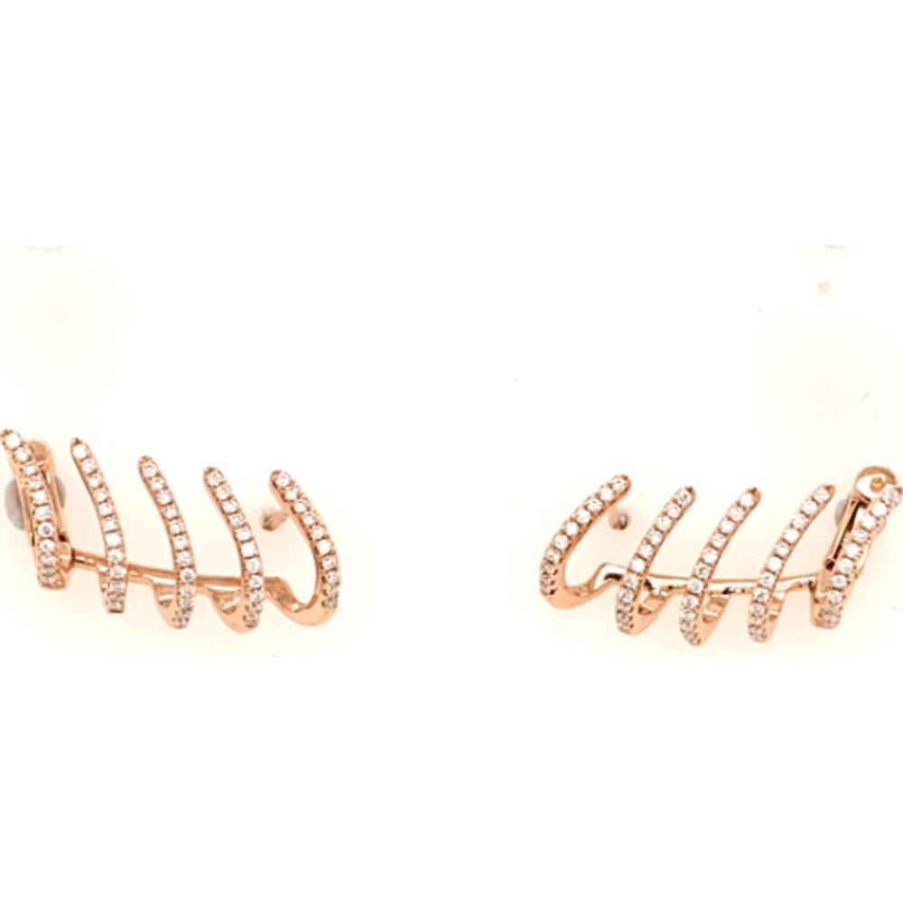 18K Rose Gold Contemporary Diamond Climber Earrings by Afarin