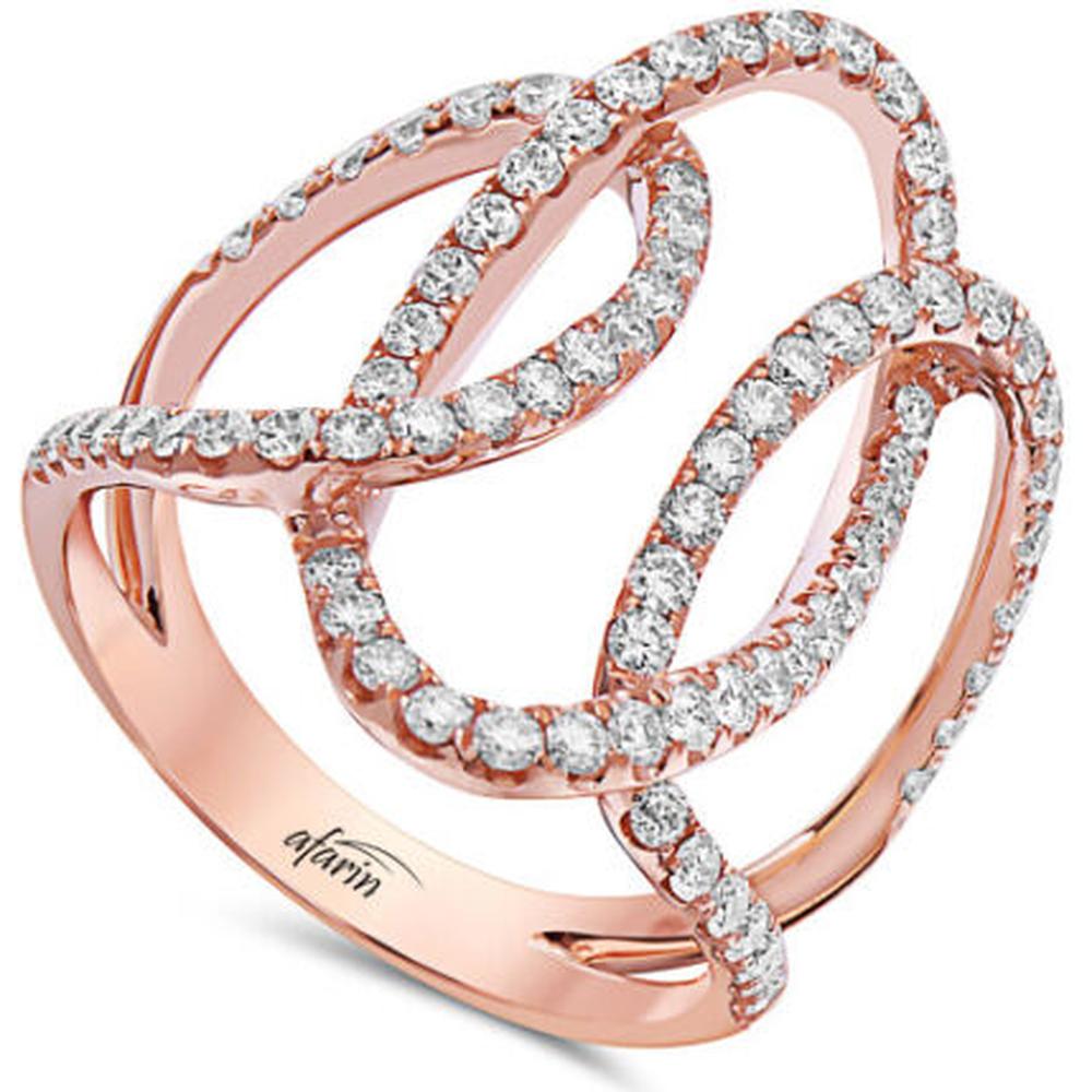 18K Rose Gold Contemporary Openwork Diamond Ring by Afarin