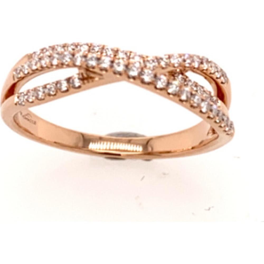 18K Rose Gold Crisscross Diamond Ring with Round Diamonds by Afarin