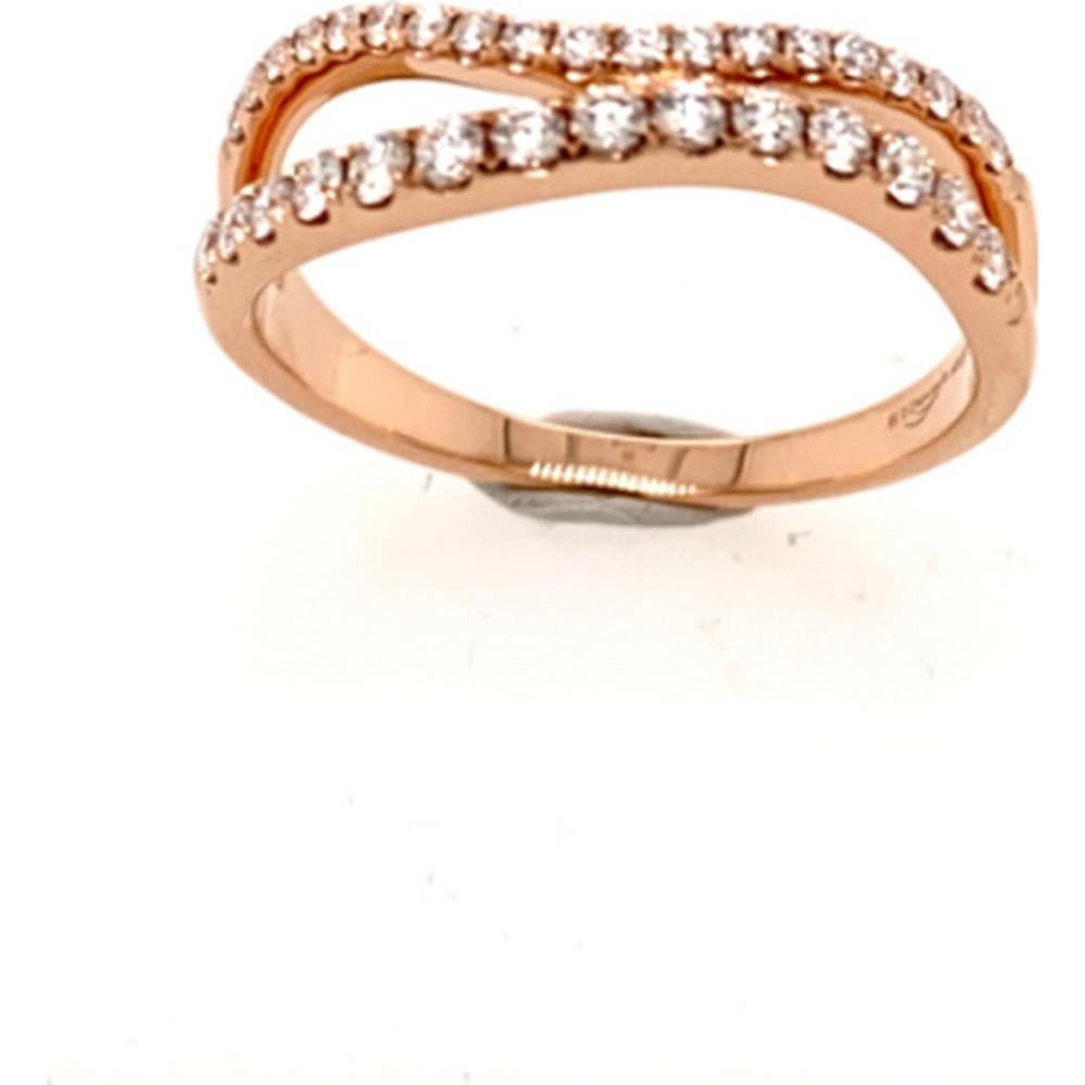 18K Rose Gold Crossover Diamond Band Ring by Afarin