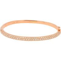 18K Rose Gold Diamond Bangle Bracelet with Pavé-Set Round Diamonds - 2.02 Carat Total Diamond Weight
