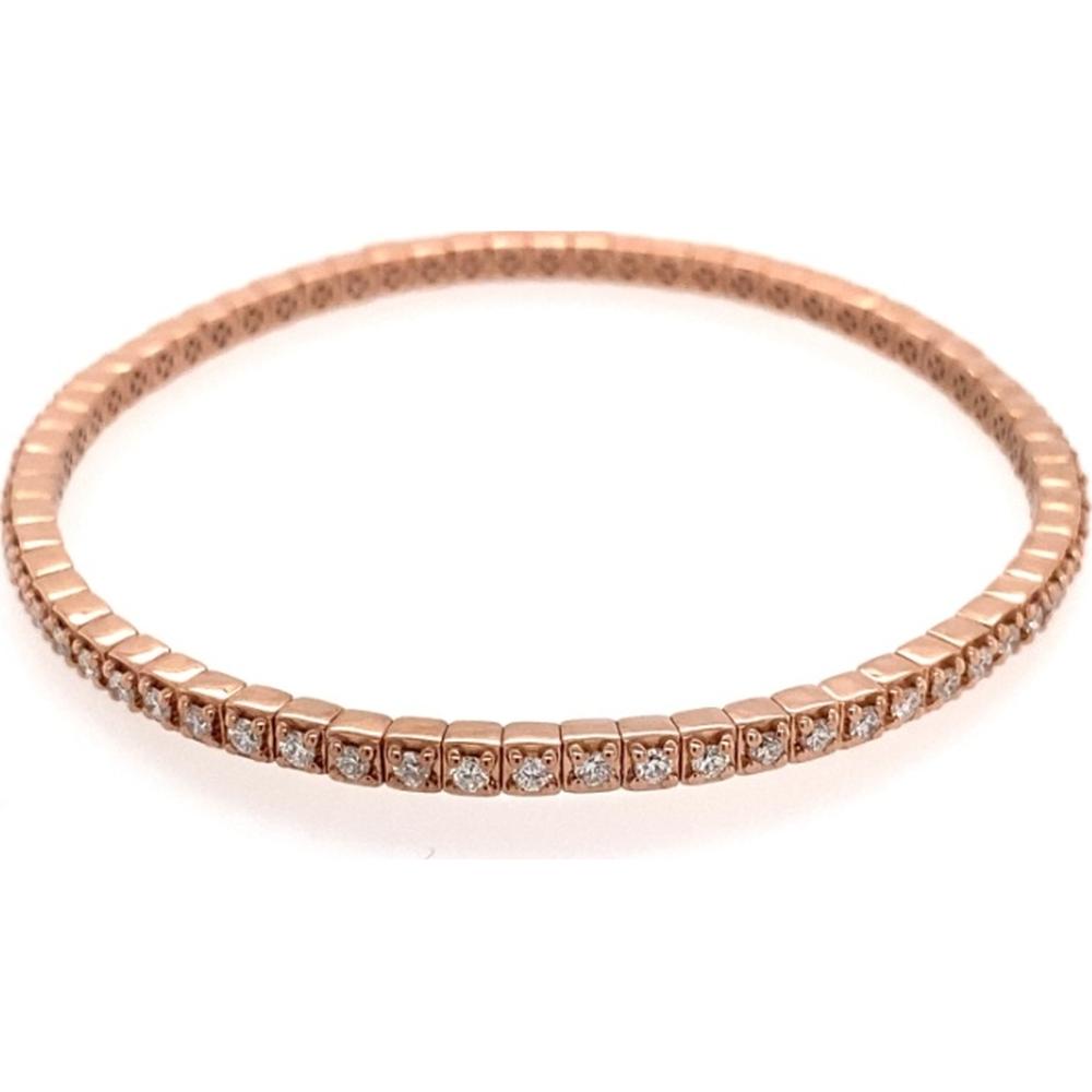 18K Rose Gold Diamond Bangle Bracelet with Round Diamonds by Afarin