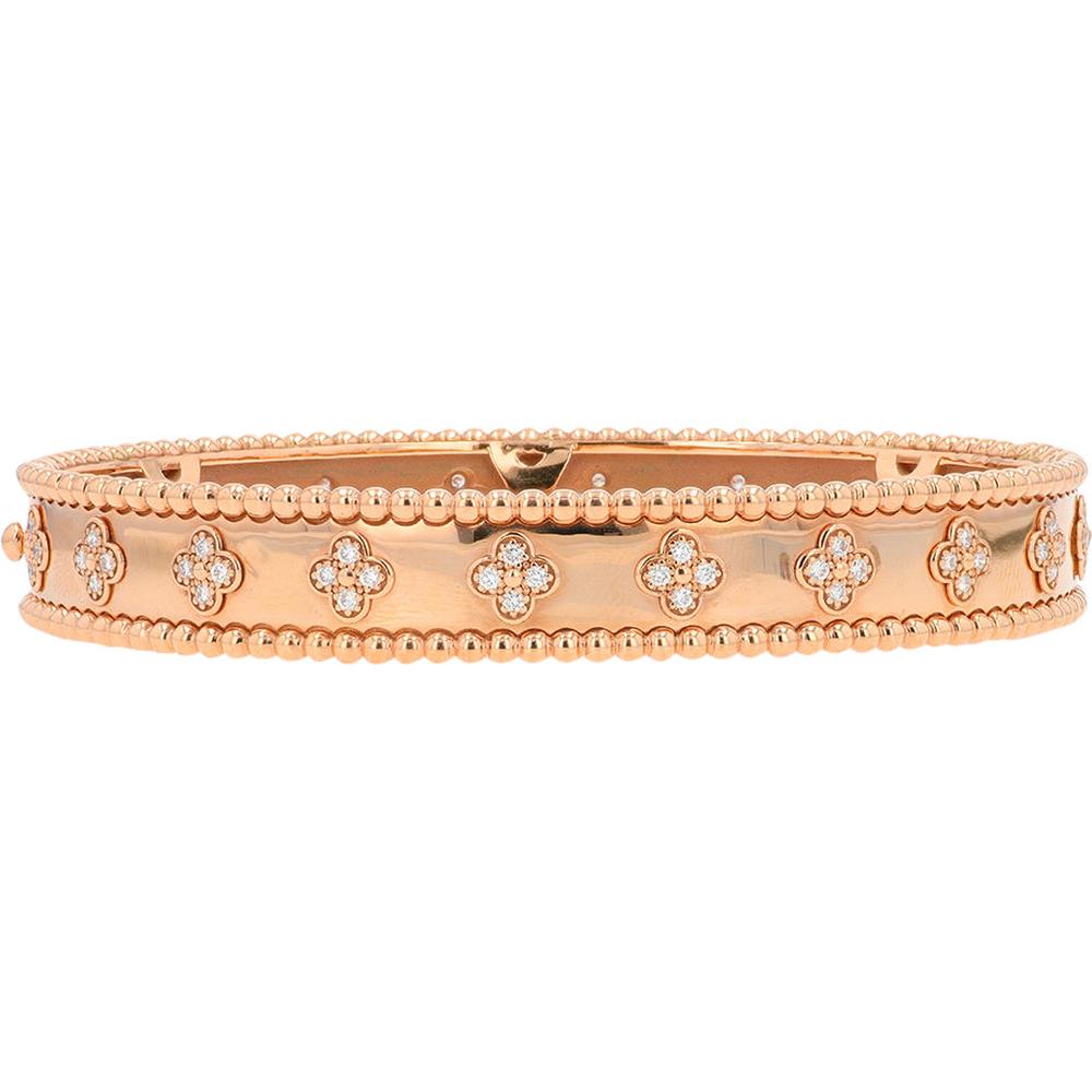 18K Rose Gold Diamond Bangle with Milgrain Detail - 1.60 Carat Total Diamond Weight