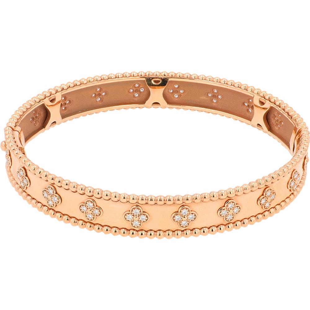 18K Rose Gold Diamond Bangle with Milgrain Detail - 1.60 Carat Total Diamond Weight