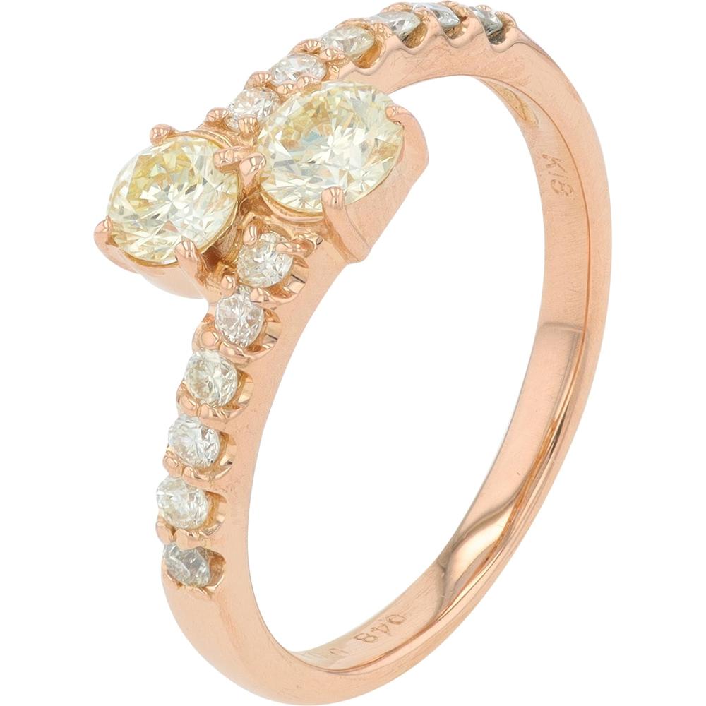18K Rose Gold Diamond Bypass Ring - 0.67 Carats Total Diamond Weight