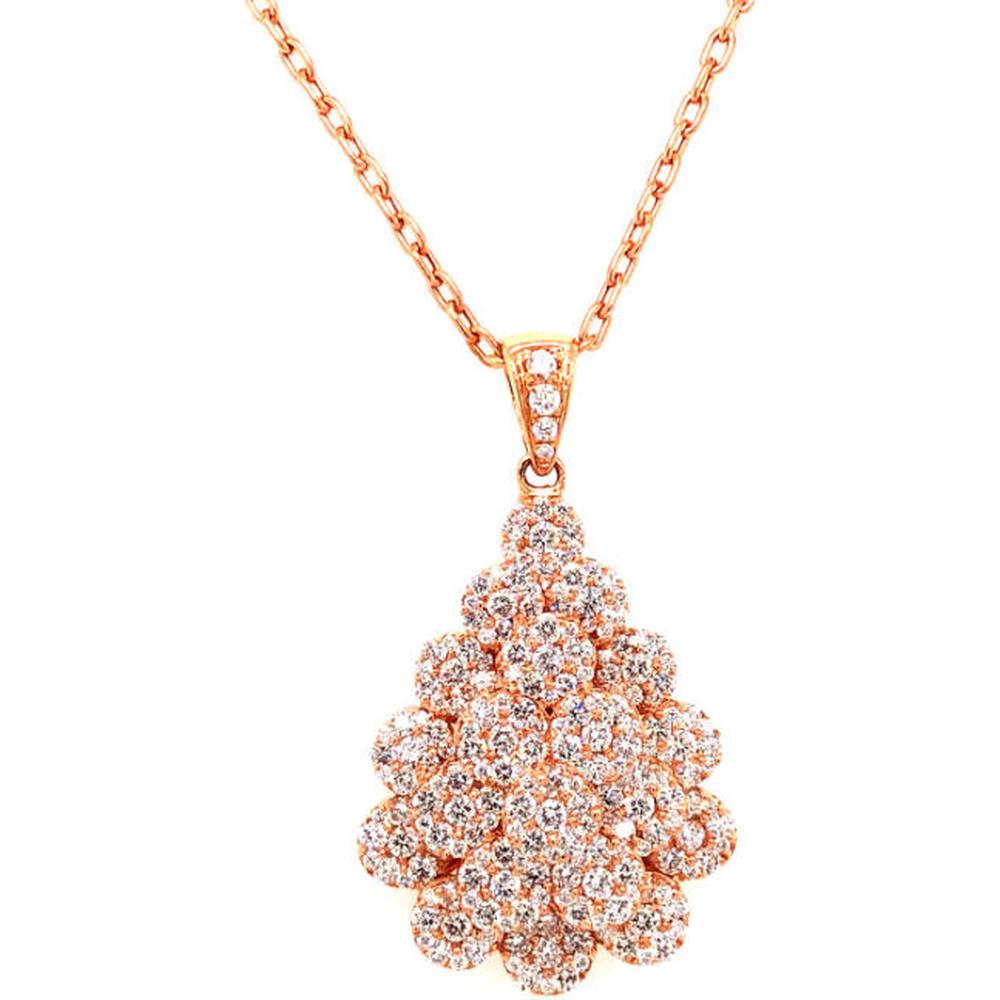 18K Rose Gold Diamond Cluster Pendant Necklace by Afarin