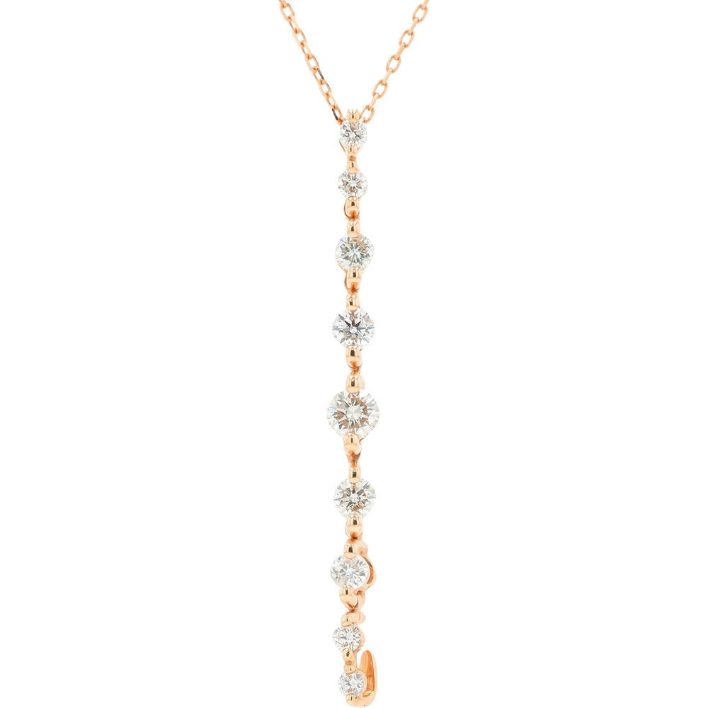 18K Rose Gold Diamond Drop Pendant with Round Brilliant Stones - 0.50 Carat Total Diamond Weight on 18 Inch Chain