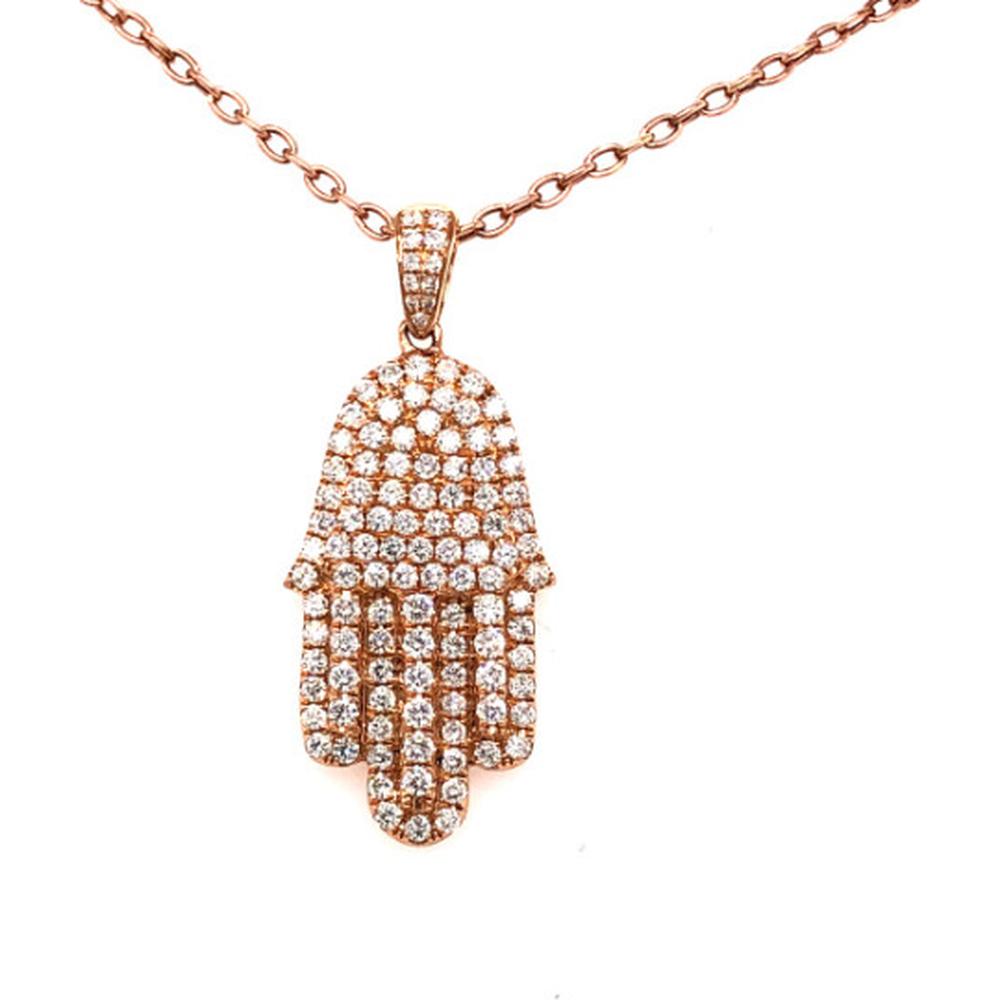 18K Rose Gold Diamond Hamsa Pendant Necklace by Afarin