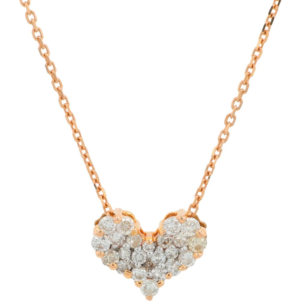 18K Rose Gold Diamond Heart Pendant - 0.257 Carat Total Diamond Weight